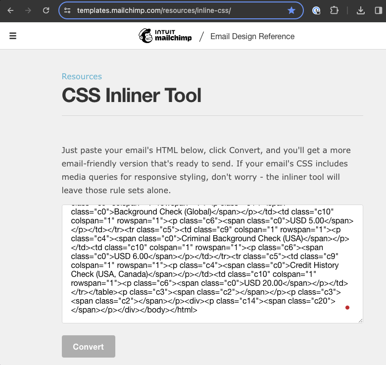 CSS Inliner tool